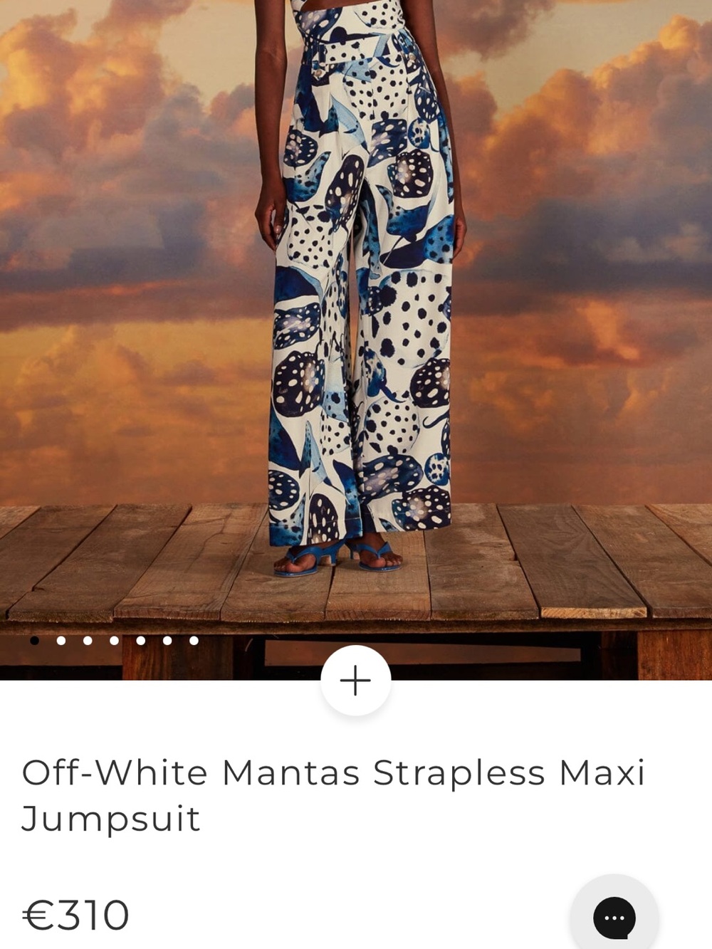 Farm Rio Blue & White Abstract Strapless Wide-Leg Jumpsuit - Picture 2 of 7
